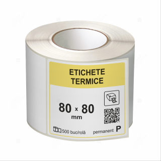 Role etichete termice autoadezive 80x80 mm, 500 etichete rola