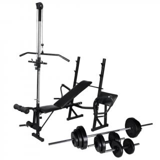 Banca fitness cu rastel greutati, set haltere gantere, 30,5kg