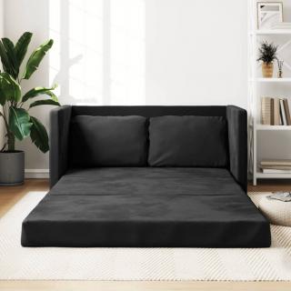 Canapea extensibila 2 in 1, negru, 122x204x55 cm catifea