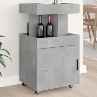 Carucior de bar, gri beton, 50x41x89 cm, lemn prelucrat