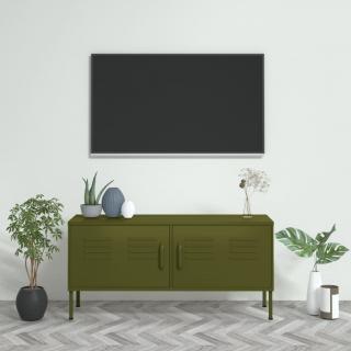 Comoda TV, verde masliniu, 105x35x50 cm, otel