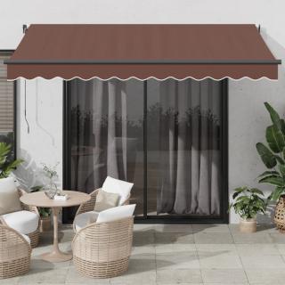 Copertina retractabila manual cu LED, maro, 350x250 cm