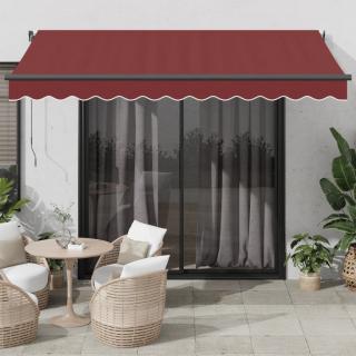 Copertina retractabila manual cu LED-uri, visiniu, 350x250 cm