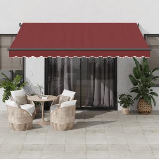 Copertina retractabila manual cu LED-uri, visiniu, 400x350 cm