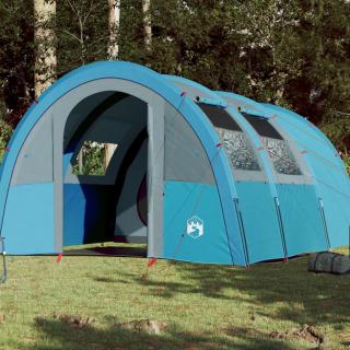 Cort de camping 4 persoane albastru, 483x340x193 cm, tafta 185T