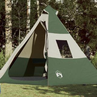 Cort de camping 7 persoane, verde, 350x350x280 cm, tafta 185T