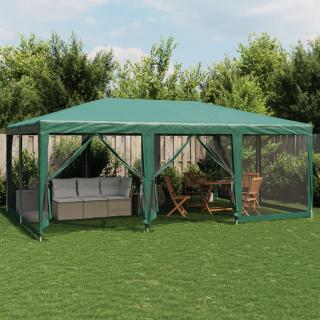 Cort de petrecere cu 10 pereti din plasa, verde, 6x4 m, HDPE