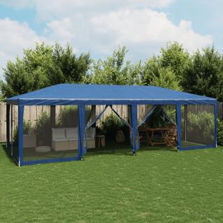 Cort de petrecere cu 12 pereti din plasa, albastru, 8x4 m, HDPE