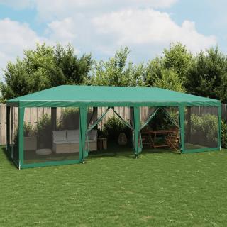 Cort de petrecere cu 12 pereti din plasa, verde, 8x4 m, HDPE