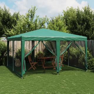 Cort de petrecere cu 8 pereti din plasa, verde, 4x4 m, HDPE