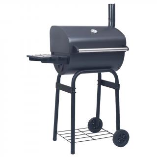 Gratar barbecue cu carbuni, afumatoare si raft inferior, negru