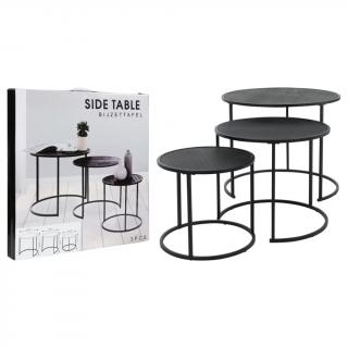 HS Collection Set de mese laterale, 3 piese, negru