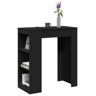 Masa de bar cu rafturi, negru, 95x47x103,5 cm, lemn prelucrat