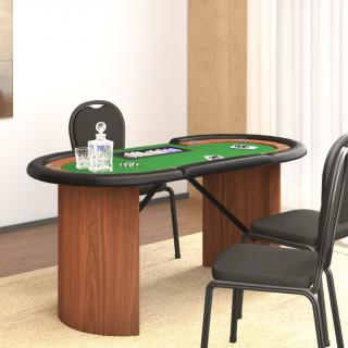 Masa de poker 10 jucatori, tava jetoane, verde, 160x80x75 cm