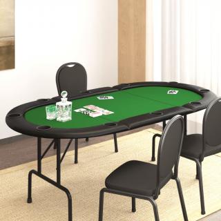 Masa de poker pliabila, 10 jucatori, verde, 206x106x75 cm