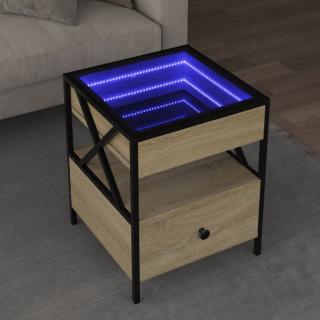 Masuta de cafea cu LED infinity, stejar sonoma, 40x40x51 cm