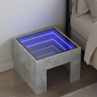 Noptiera cu LED infinity, gri beton, 40x40x30 cm