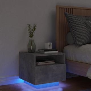 Noptiera cu lumini LED, gri beton, 40x39x37 cm