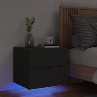 Noptiera montata pe perete cu lumini LED, negru