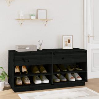 Pantofar, negru, 110x34x52 cm, lemn masiv de pin