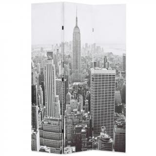 Paravan camera pliabil, 120x170 cm, New York pe zi, alb negru