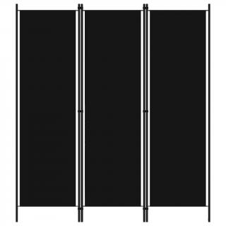 Paravan de camera cu 3 panouri, negru, 150 x 180 cm