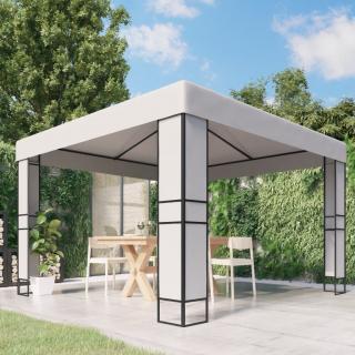 Pavilion cu acoperis dublu, alb, 3 x 3 m