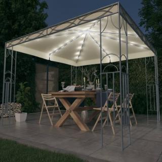 Pavilion cu sir de lumini LED, crem, 300x300 cm