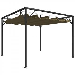 Pavilion gradina, acoperis retractabil gri taupe 3x3 m 180 g m  ²