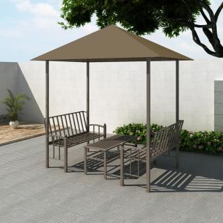 Pavilion gradina masa banci, gri taupe, 2,5x1,5x2,4 m, 180 g m  ²