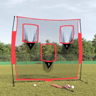 Plasa de baseball portabila negru rosu 183x105x183 cm poliester