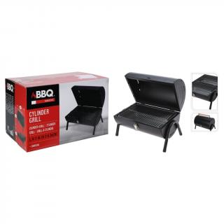 ProGarden Gratar forma cilindrica BBQ, negru mat