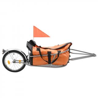 Remorca de bicicleta pentru bagaje cu sac, portocaliu si negru