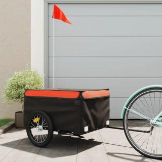 Remorca pentru biciclete, negru si portocaliu, 45 kg, fier