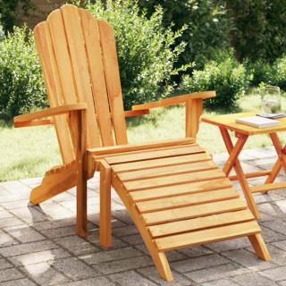 Scaun Adirondack de gradina, suport de picioare, lemn masiv tec