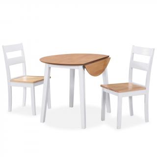 Set mobilier bucatarie, 3 piese, MDF si lemn de hevea, alb