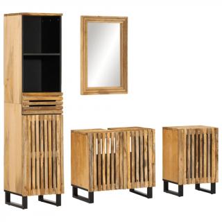 Set mobilier de baie, 4 piese, lemn masiv de mango brut