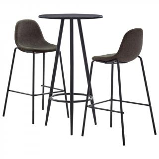 Set mobilier de bar, 3 piese, gri inchis, material textil