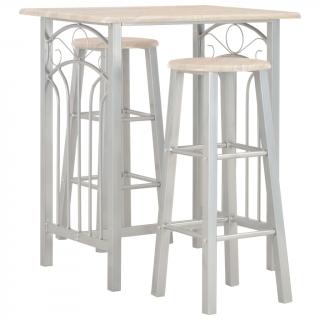 Set mobilier de bar, 3 piese, lemn si otel