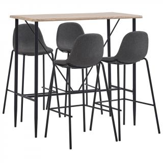 Set mobilier de bar, 5 piese, gri inchis, material textil