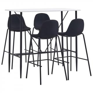 Set mobilier de bar, 5 piese, negru, material textil