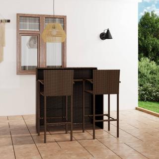 Set mobilier de bar de gradina, 3 piese, maro