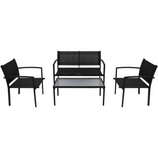 Set mobilier de gradina, 4 piese, negru, textilena