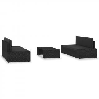 Set mobilier de gradina, 5 piese, negru, poliratan