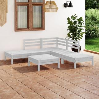 Set mobilier de gradina, 6 piese, alb, lemn masiv de pin