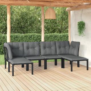 Set mobilier de gradina, 6 piese, negru si gri, poliratan