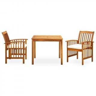 Set mobilier de gradina cu perne, 3 piese, lemn masiv acacia