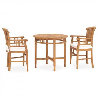 Set mobilier de gradina cu perne, 3 piese, lemn masiv de tec