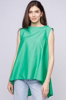 Bluza ampla verde din poplin de bumbac