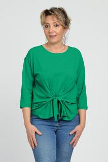 Bluza casual din bumbac ajustabila in fata cu maneca 3 4, verde